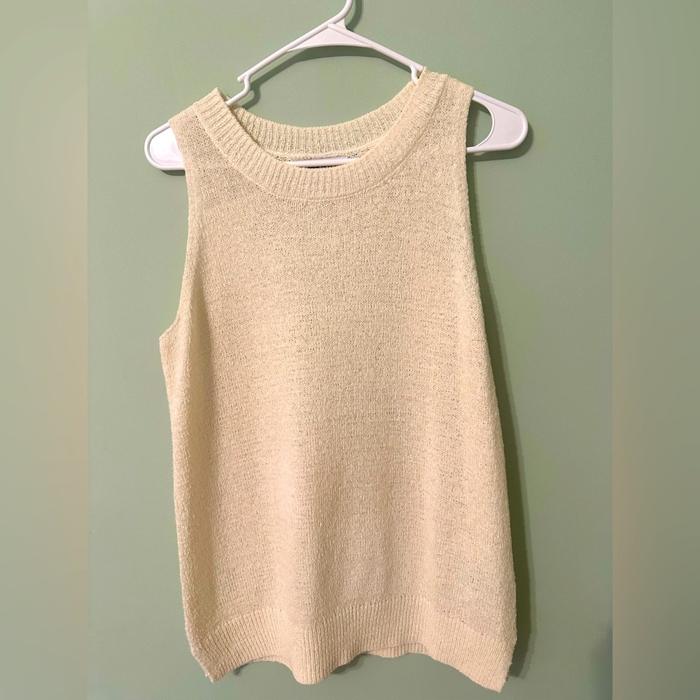 Cream Sleeveless Knit Top